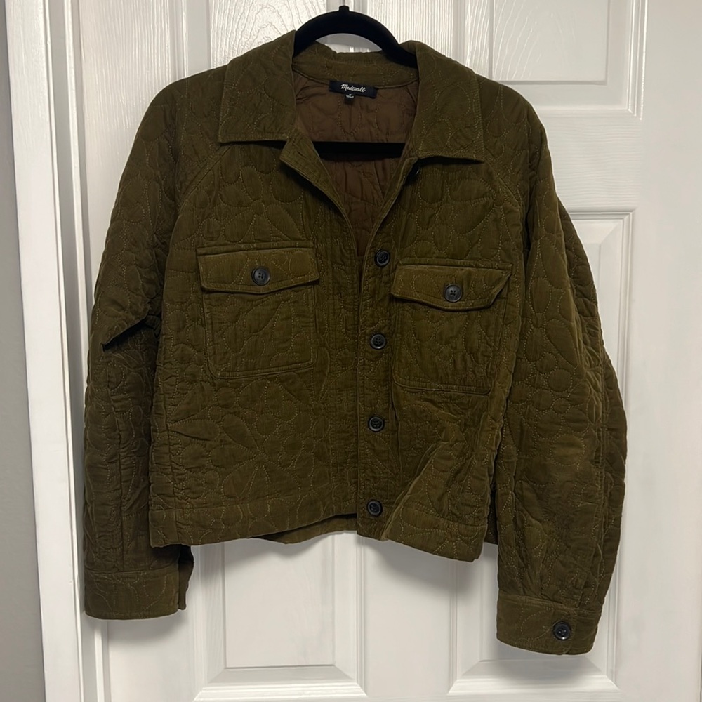 Madewell Green Quilted Cropped Jacket